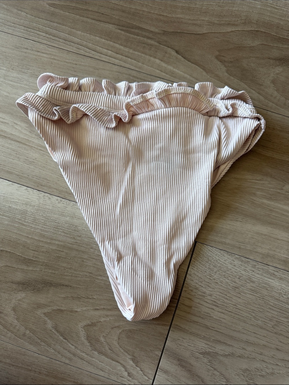 Beach Riot Ribbed Ruffle Bikini Bottom - Pale Pink - Picture 2 of 3